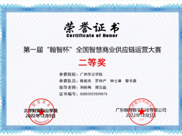 全国智慧商业供应链运营大赛获奖证书