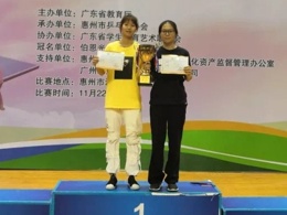 张静妍同学获得广东省大学生乒乓球比赛女双冠军